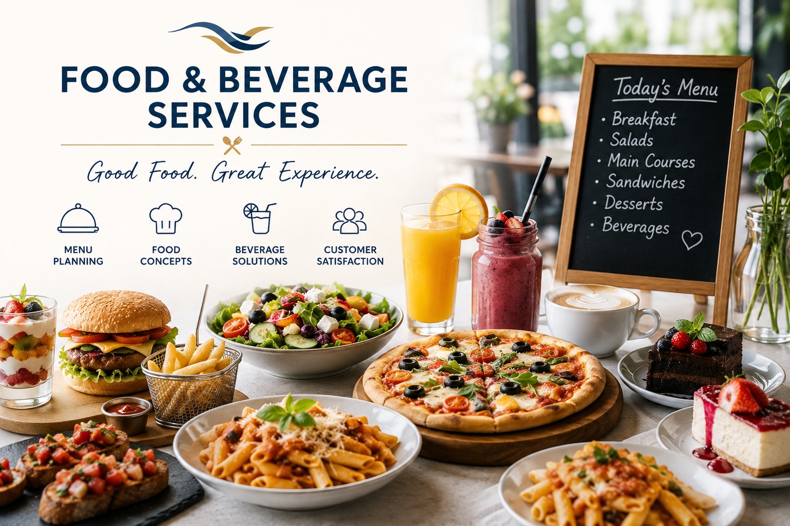 Food and beverage services: menu planning, food concepts, beverage solutions